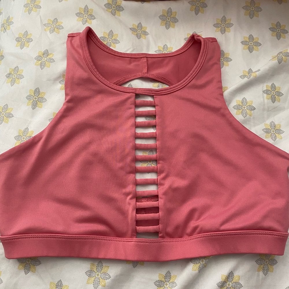 FOREVER 21 HIGH NECK FASHION SPORTS BRA SIZE L